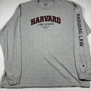 Champion Harvard Law School T Shirt Men's 2XL Gray Long Sleeve Ivy League